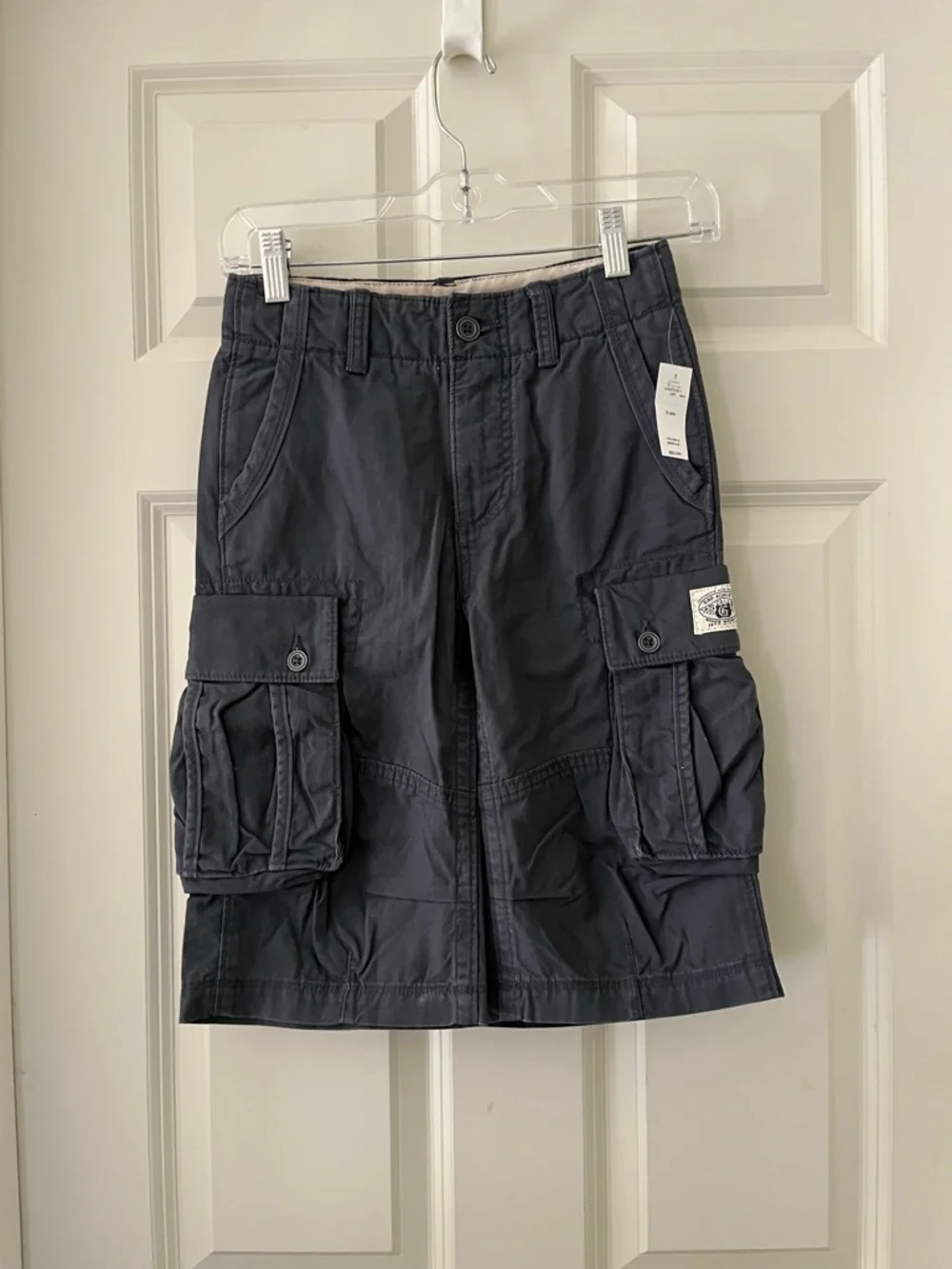 NWT GapKids Cargo shorts gray multi pocket size 12 slim summer classic cotton